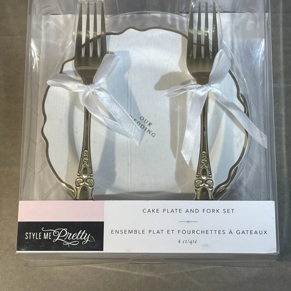 Style Me Pretty our wedding cake plate and fork set Dessert Size (1269)